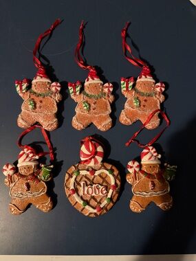 Lot of 6 Resin Gingerbread Ornaments